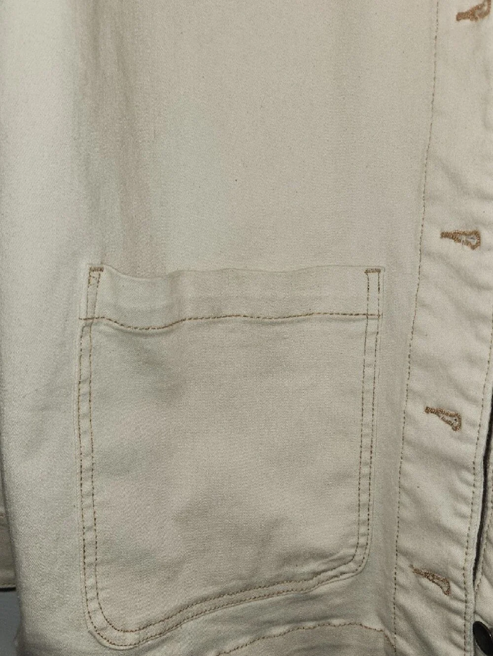 Well Worn Cream Jean Jacket - Utility Style - Picture 4 of 7
